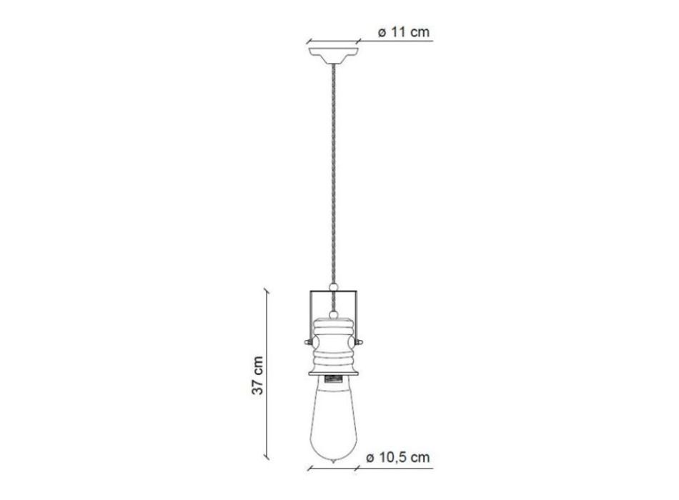 Lámpara de Suspensión de Diseño Industrial en Hierro, Vidrio y Cerámica - Urban viadurini