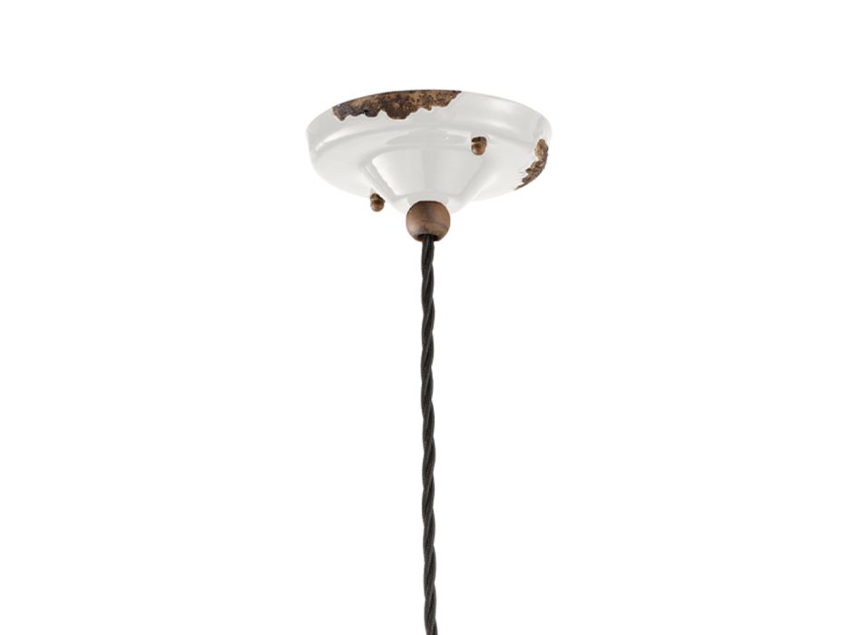 Lámpara de Suspensión de Diseño Industrial en Hierro, Vidrio y Cerámica - Urban viadurini