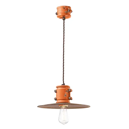 Lámpara de Suspensión en Hierro y Cerámica Industrial Hecha a Mano - Urban viadurini