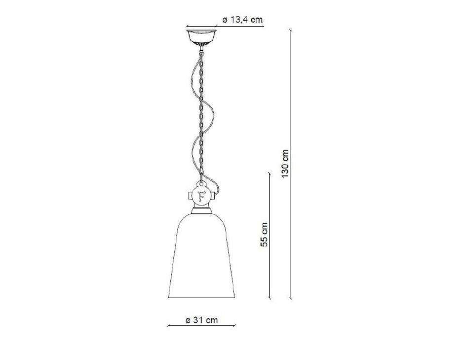 Lámpara de Suspensión Industrial Hecha a Mano Hierro y Cerámica - Industrial viadurini