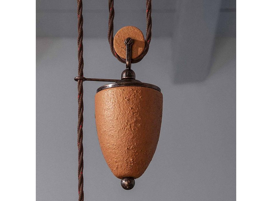 Lámpara de suspensión Ups and Downs en hierro y cerámica cruda a mano - Bologna viadurini