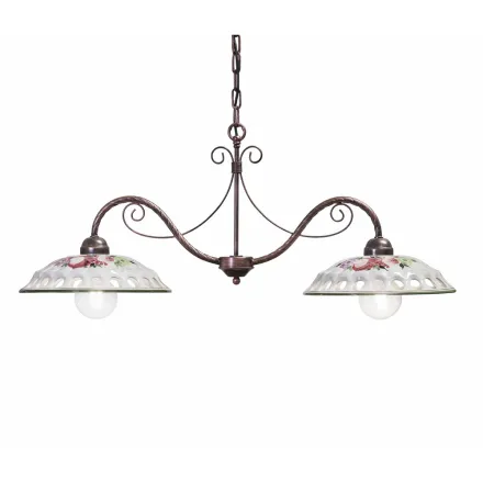 Lámpara colgante 2 luces en cerámica hecha a mano con Passanastri - Nápoles viadurini