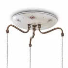 Lámpara de Suspensión 3 Luces en Hierro y Cerámica Vintage Pintada a Mano - Chieti viadurini
