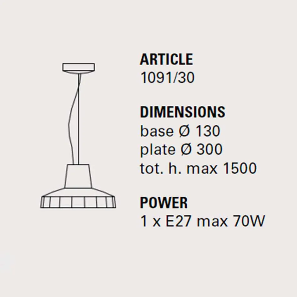 Lámpara suspendida 30 cm, en latón y mayólica toscana, Rossi Toscot viadurini
