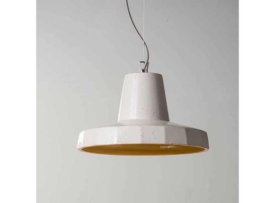 Lámpara suspendida 30 cm, en latón y mayólica toscana, Rossi Toscot viadurini