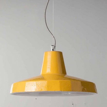 Lámpara colgante de 42 cm en latón y mayólica toscana Rossi - Toscot viadurini