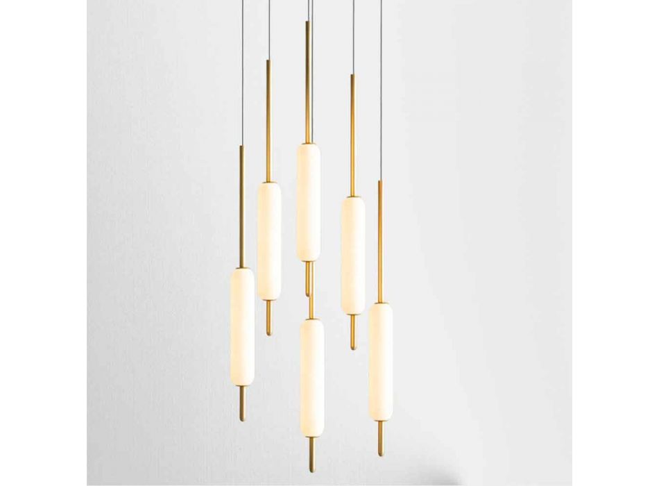 Lámpara colgante con 1, 3 o 6 luces de diseño moderno de latón - Typha de Il Fanale viadurini