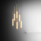 Lámpara colgante con 1, 3 o 6 luces de diseño moderno de latón - Typha de Il Fanale viadurini