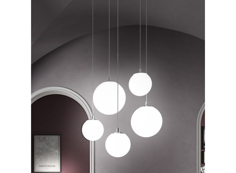 Lámpara colgante artesanal en vidrio Venecia blanco soplado - Nieve viadurini