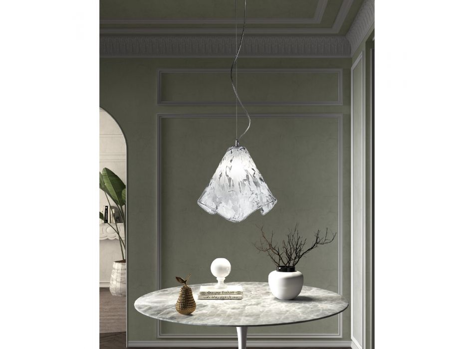 Lámpara colgante artesanal en vidrio veneciano soplado 35 46 cm - Mary viadurini