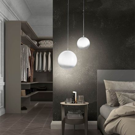 Lámpara colgante artesanal en vidrio soplado veneciano con carcasa - Nova viadurini