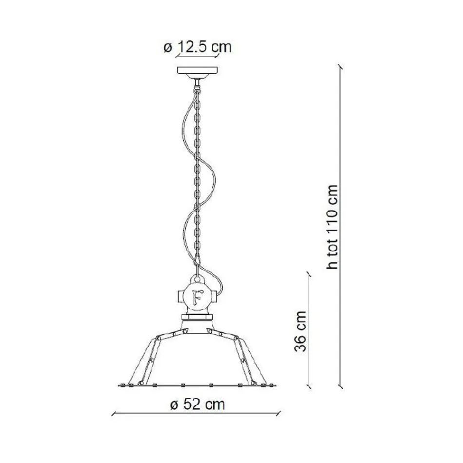 Lámpara Colgante Industrial en Hierro y Cerámica - Industrial viadurini