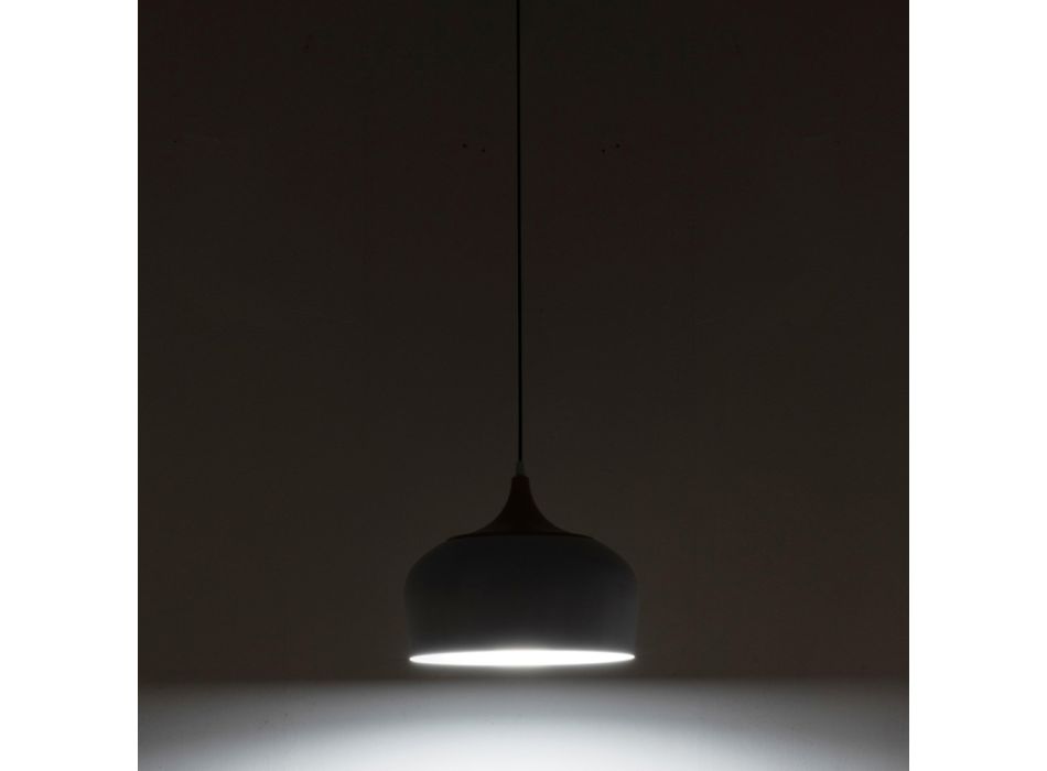 Lámpara de suspensión con pantalla de metal blanco y efecto madera - Barbara viadurini