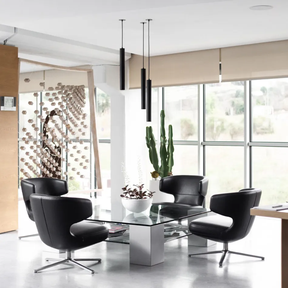 Lámpara de empotrar suspendida en aluminio blanco o negro, 2 piezas - Rebolla viadurini