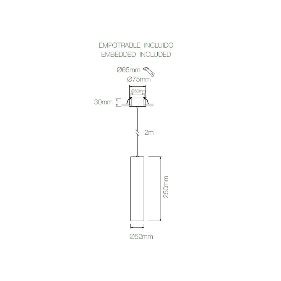 Lámpara de empotrar suspendida en aluminio blanco o negro, 2 piezas - Rebolla viadurini