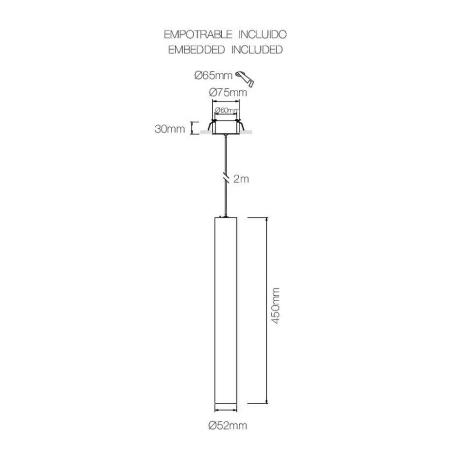 Lámpara de empotrar suspendida en aluminio blanco o negro, 2 piezas - Rebolla viadurini