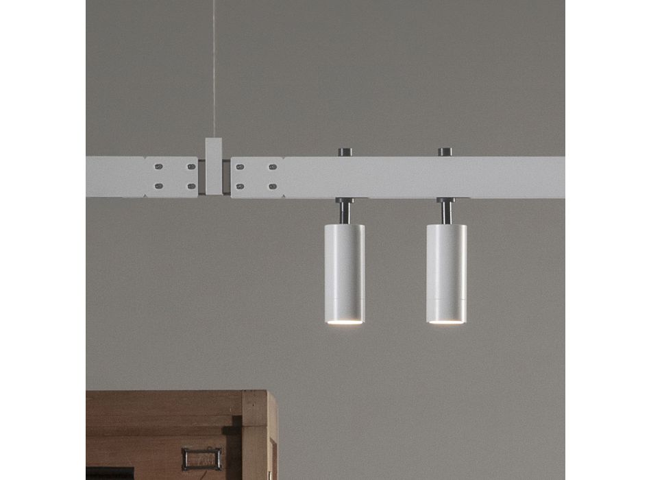 Lámpara Suspendida Diseño de Aluminio Blanco con Esferas de Vidrio y Focos - Exodus viadurini