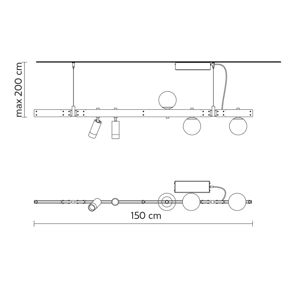Lámpara Suspendida Diseño de Aluminio Blanco con Esferas de Vidrio y Focos - Exodus viadurini