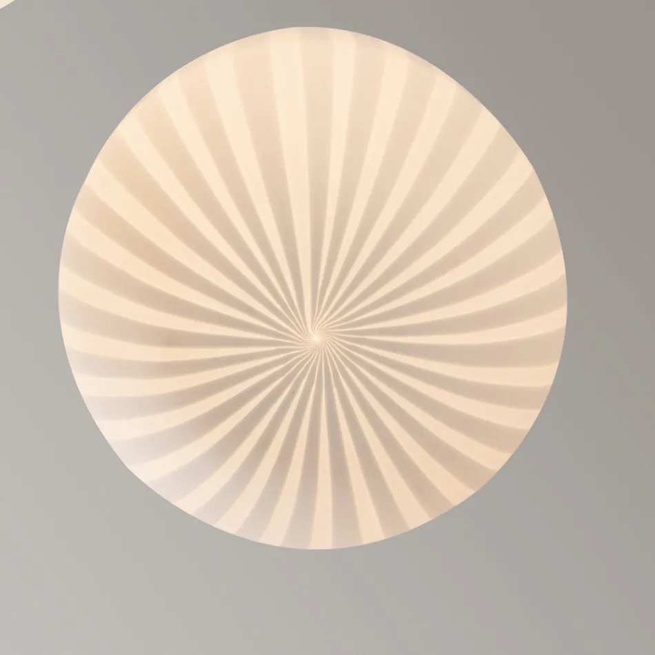 Lámpara colgante de diseño redondo en vidrio filigrana blanco - Caravan viadurini