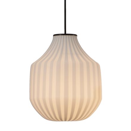 Lámpara colgante de diseño redondo en vidrio filigrana blanco - Caravan viadurini