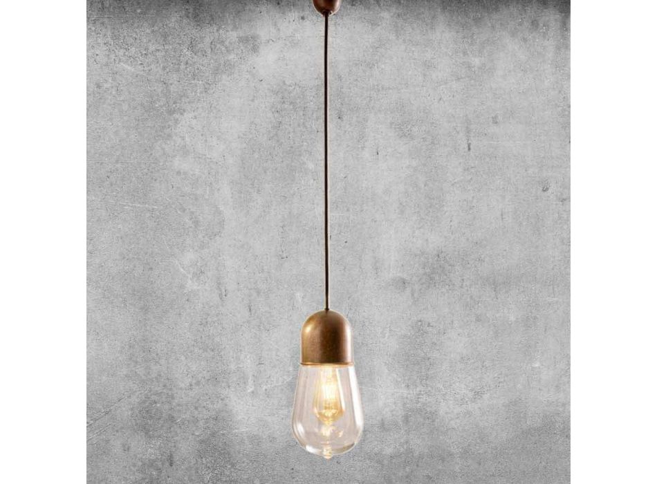 Lámpara colgante de diseño vintage en latón y vidrio - Aldo Bernardi Guinguette viadurini