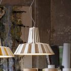 Lámpara de diseño suspendido en cerámica rayada - Budin viadurini
