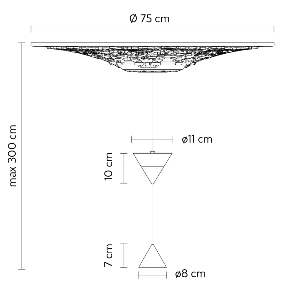 Lámpara Suspendida de Diseño en Yeso Blanco y Aluminio Negro 2 Conos - Tesera viadurini