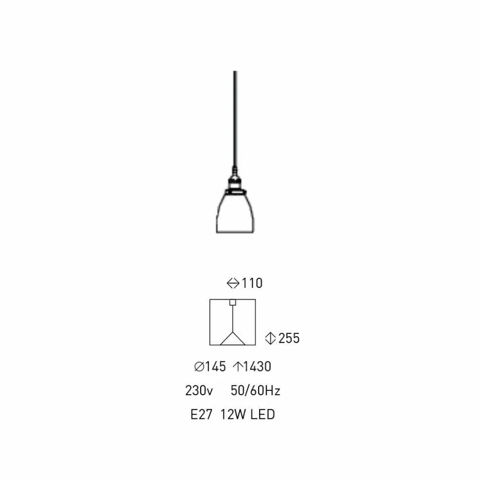 Lámpara Suspendida de Diseño en Metal y Vidrio Transparente Made in Italy - Clizia viadurini