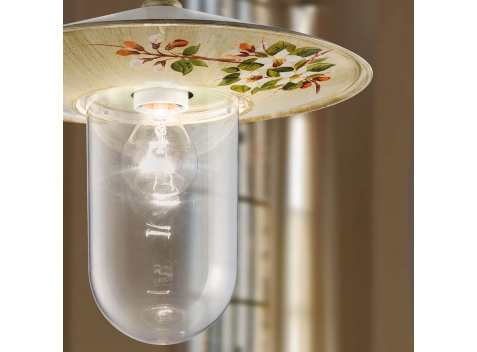 Lámpara de suspensión exterior en aluminio decoración de flores pintadas a mano - Génova viadurini