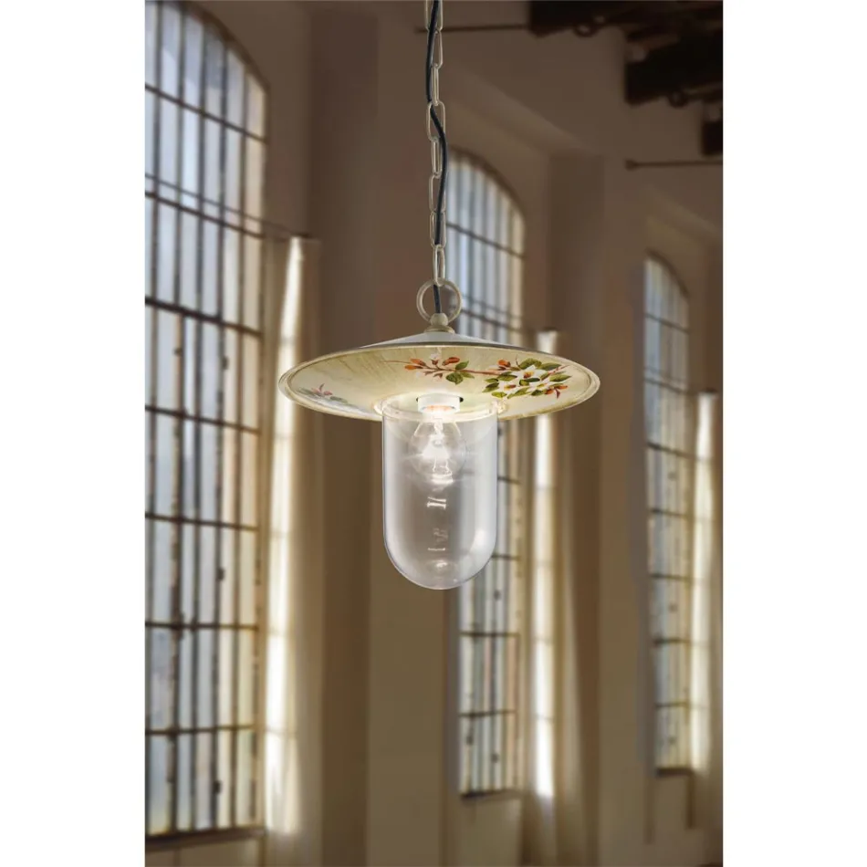Lámpara de suspensión exterior en aluminio decoración de flores pintadas a mano - Génova viadurini