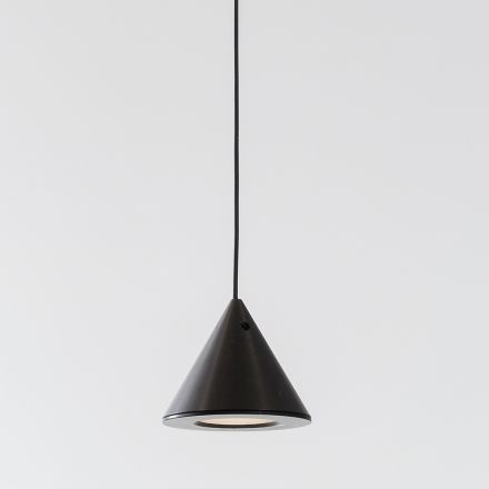 Lámpara Suspendida Cono Alambre Aluminio Negro Pequeño Diseño Minimalista - Mercado viadurini