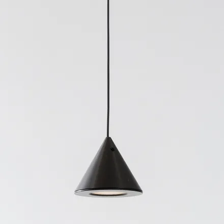 Lámpara Suspendida Cono Alambre Aluminio Negro Pequeño Diseño Minimalista - Mercado viadurini