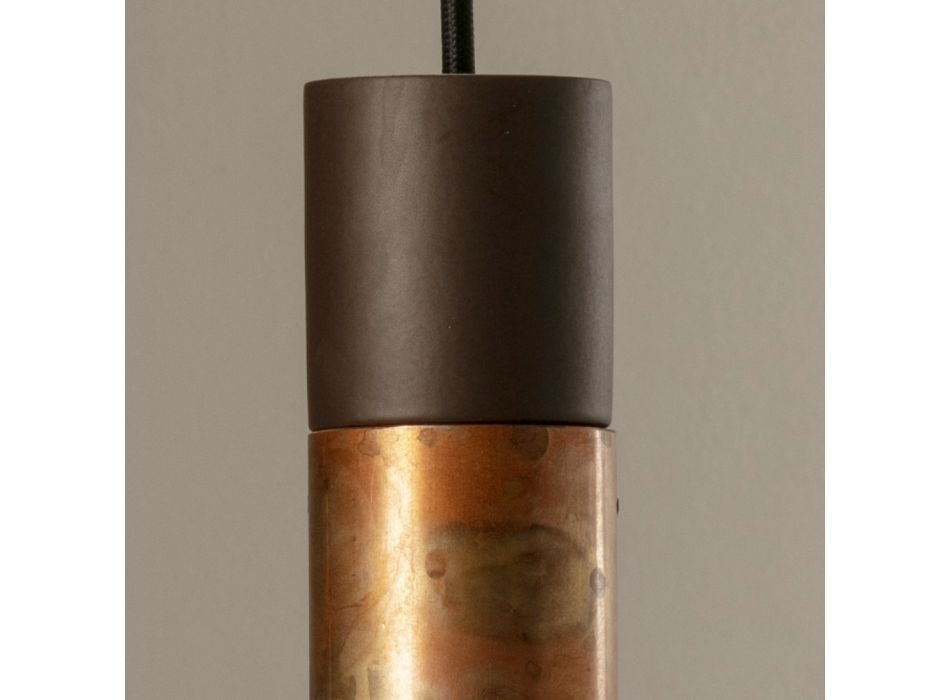 Lámpara colgante de cerámica y cobre hecha a mano en Italia - Toscot Match viadurini