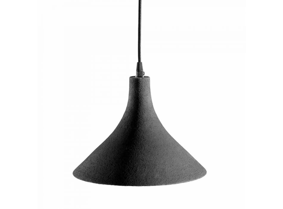 Lámpara de suspensión en gres antracita e interior blanco de diseño moderno - Edmondo viadurini