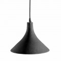 Lámpara de suspensión en gres antracita e interior blanco de diseño moderno - Edmondo