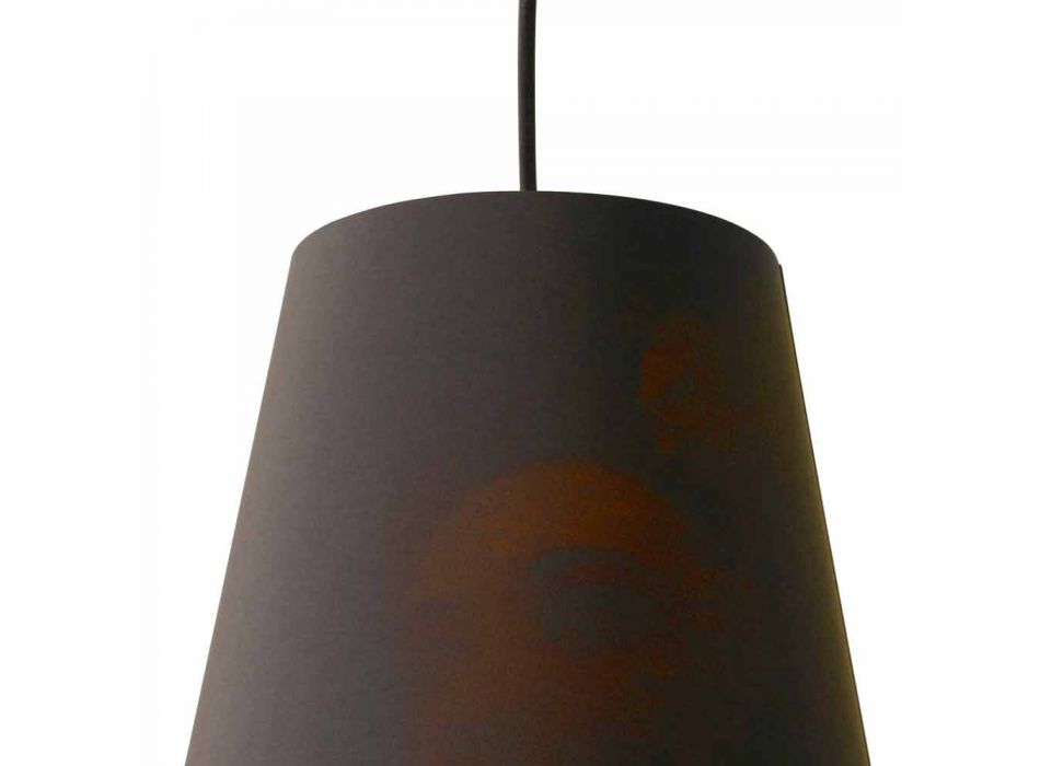 Lámpara Suspendida en Lino Antracita con Impresión de Diseño Interno 2 Tamaños - Bramosia viadurini
