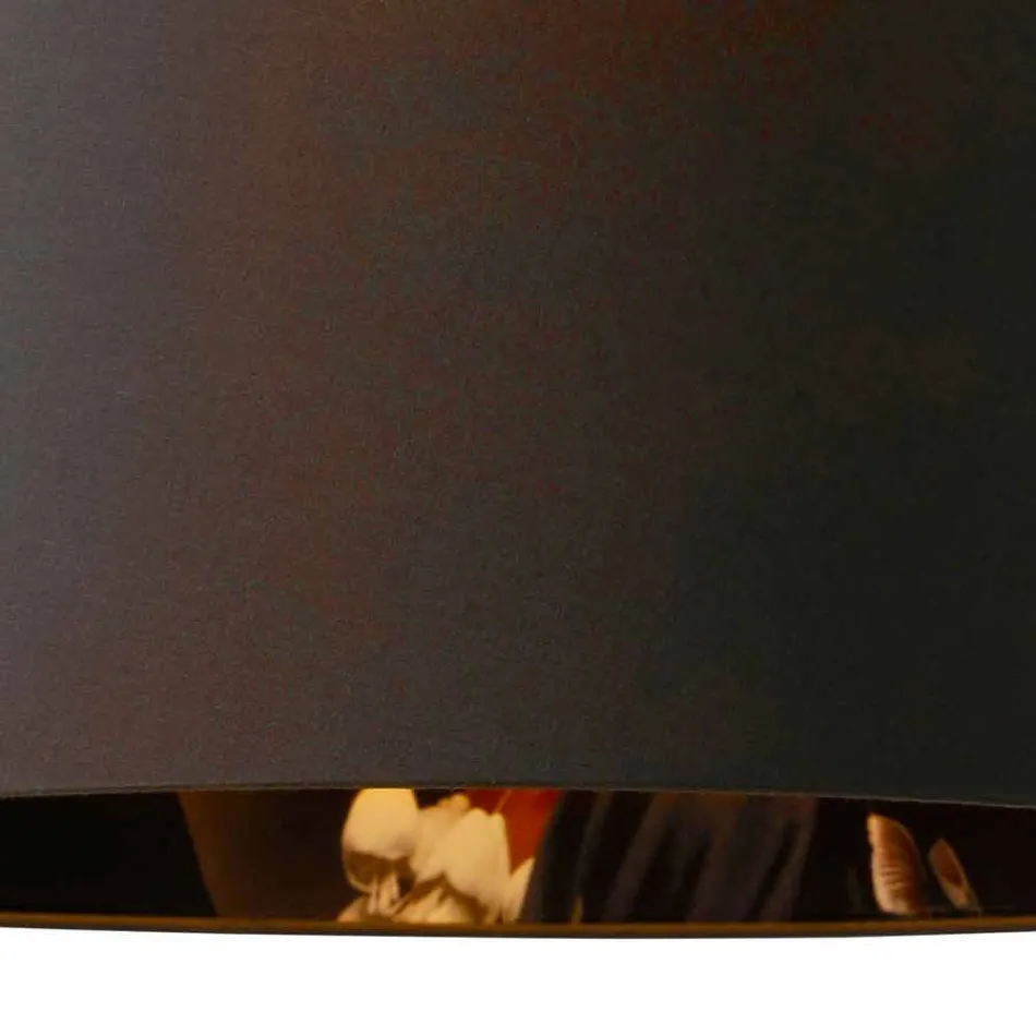 Lámpara Suspendida en Lino Antracita con Impresión de Diseño Interno 2 Tamaños - Bramosia viadurini