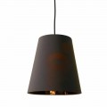 Lámpara Suspendida en Lino Antracita con Impresión de Diseño Interno 2 Tamaños - Bramosia