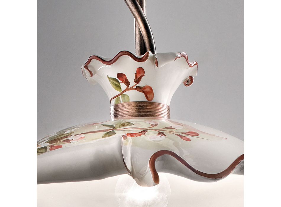 Lámpara colgante de metal y cerámica decorada pintada a mano - Milán viadurini