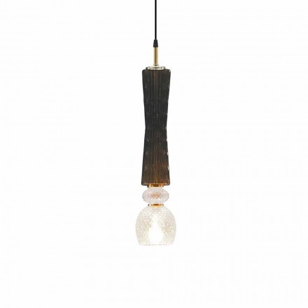 Lámpara colgante de cristal de Murano con cable textil Made in Italy - Missi viadurini