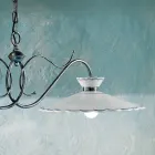 Lámpara Suspendida Lineal 2 Luces Cerámica Efecto Bordado Artesanal - Ravenna viadurini