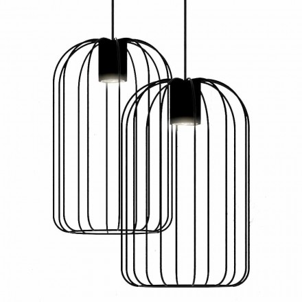 Lámpara colgante moderna con estructura de alambre metálico Made in Italy - Cage viadurini