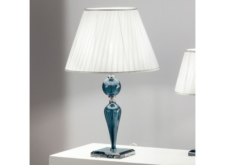 Lámpara de mesa clásica en vidrio Rigaton hecho a mano y metal - Fievole viadurini