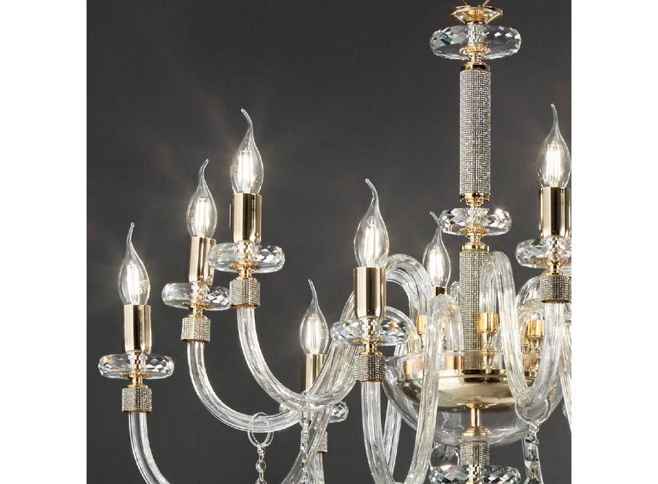 Araña clásica 12 luces en vidrio italiano hecho a mano - Similo viadurini