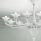 Araña de 12 luces en cristal veneciano blanco y metal cromado - Ismail viadurini