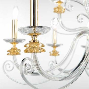 Araña de 12 luces en vidrio soplado y cristal de lujo clásico - Cassea