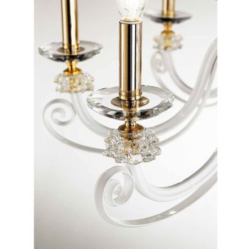 Araña de 12 luces en vidrio soplado y cristal de lujo clásico - Cassea