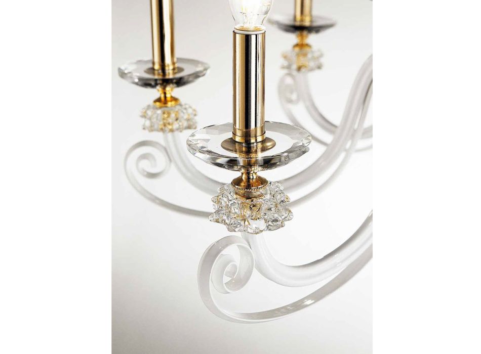 Araña de 12 luces en vidrio soplado y cristal de lujo clásico - Cassea viadurini