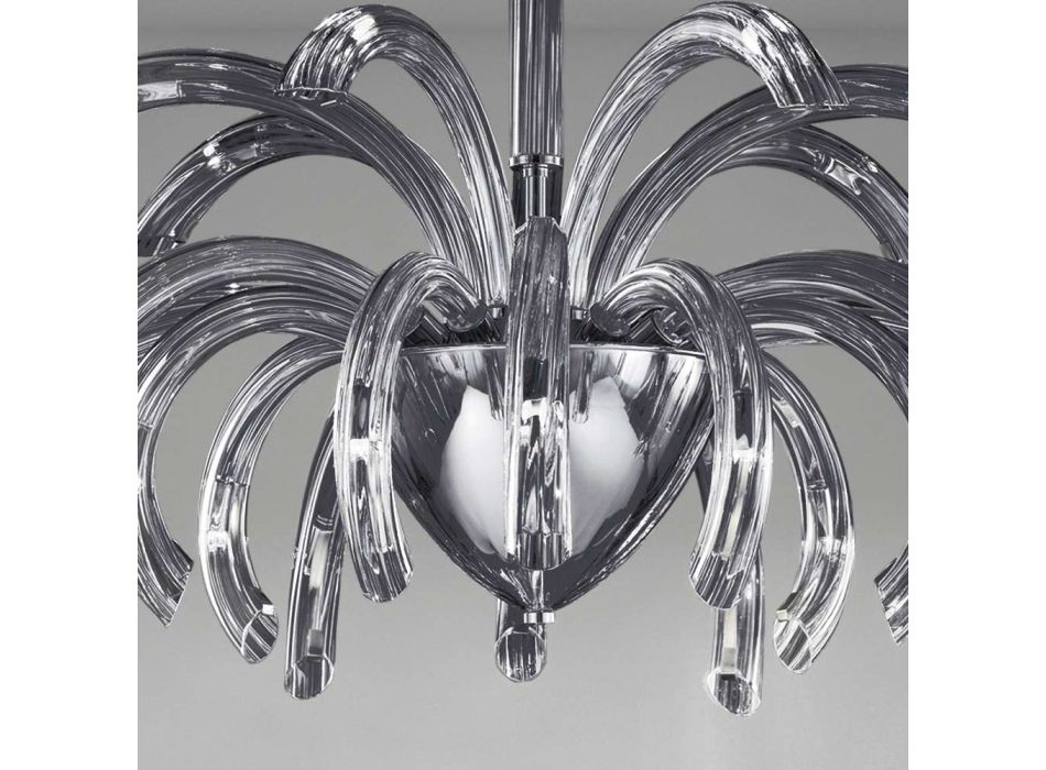 Araña de 15 luces en vidrio veneciano y metal cromado Made in Italy - Jason