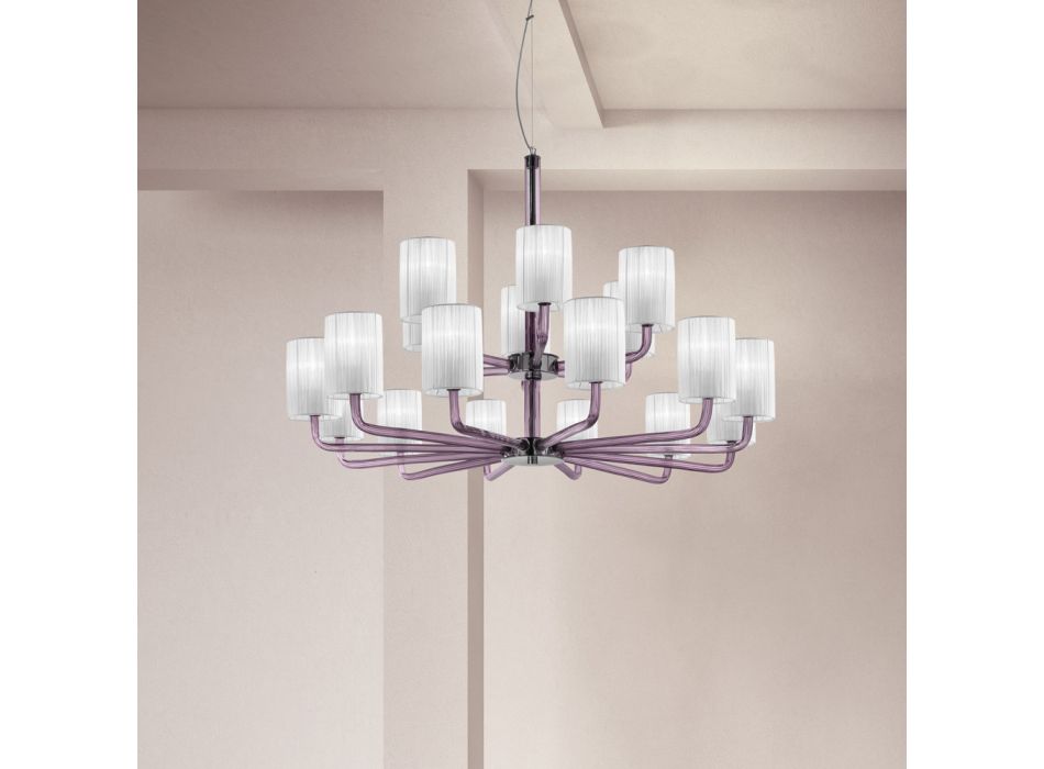 Araña de cristal veneciano artesanal de 18 luces Made in Italy - Graham viadurini
